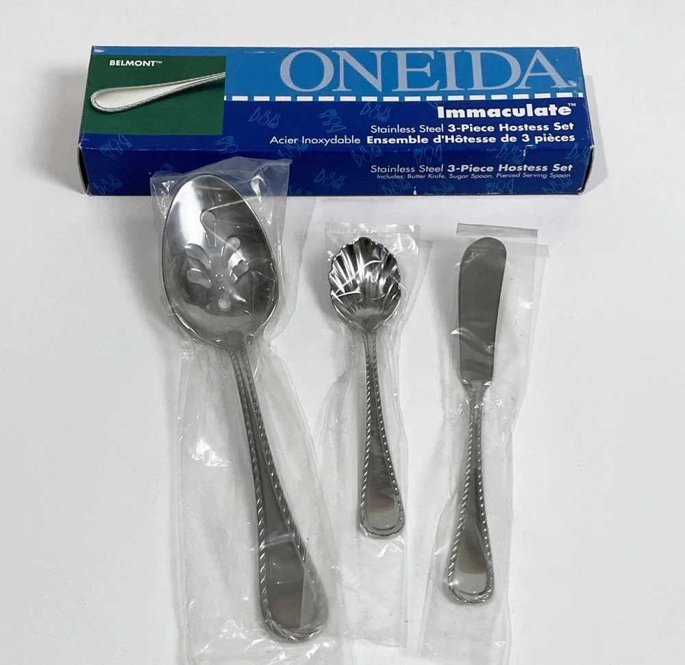 Oneida Belmont Immaculate Stainless Steel 3 Piece Hostess Set